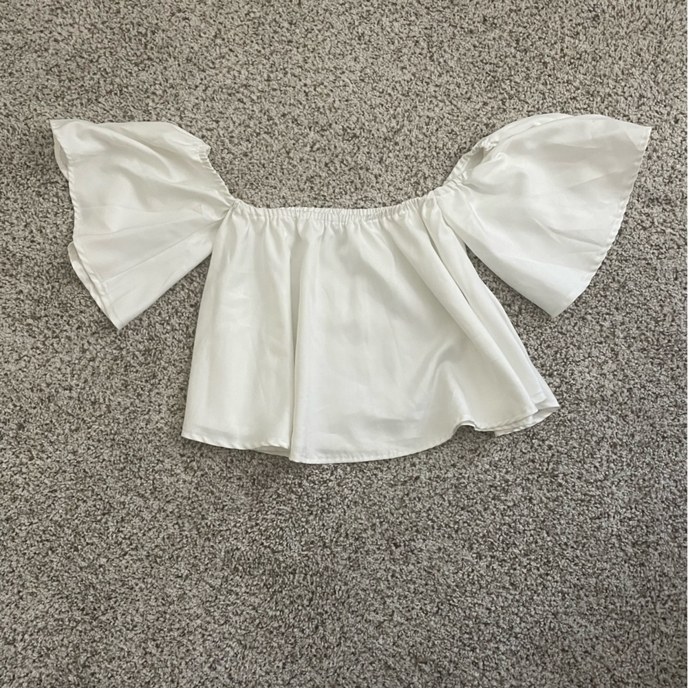 Cropped White Off the Shoulder Top